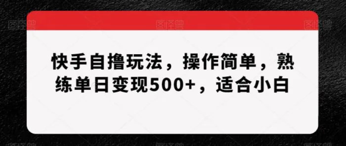 快手自撸玩法，操作简单，熟练单日变现500+，适合小白【揭秘】-学帮帮