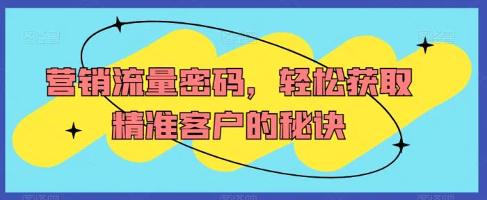 营销流量密码，轻松获取精准客户的秘诀-学帮帮